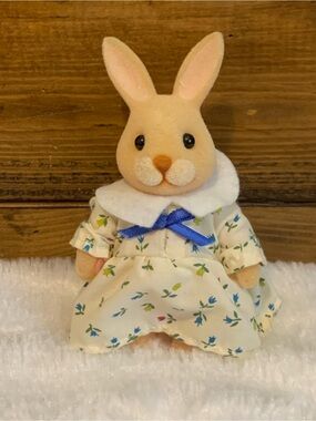 90s Hard Plastic Fuzzy Charming Rabbit Figurine